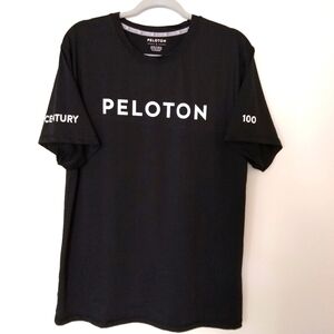 Peloton Black Unisex Large Performance T-shirt 100 Rides POLY/Spandex Blend EUC